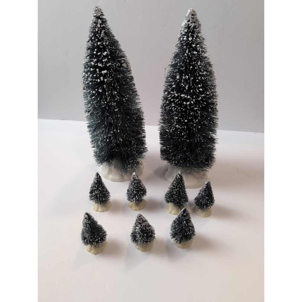 Lemax Bristle Tree 2 Frosted Pine 9 In Xmas Village Accessory Bottle Brush 7 2in
